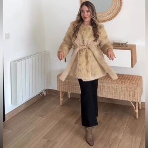 ZARA FAUX FUR BELTED COAT